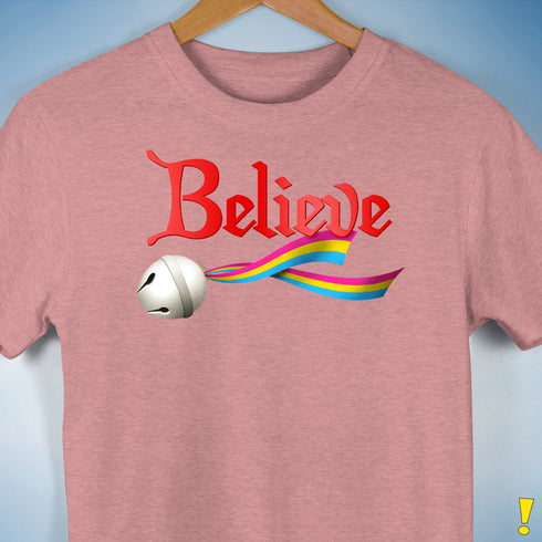 Believe Pansexual Pride Jingle Bell Premium Unisex T-Shirt - Mauve Heather